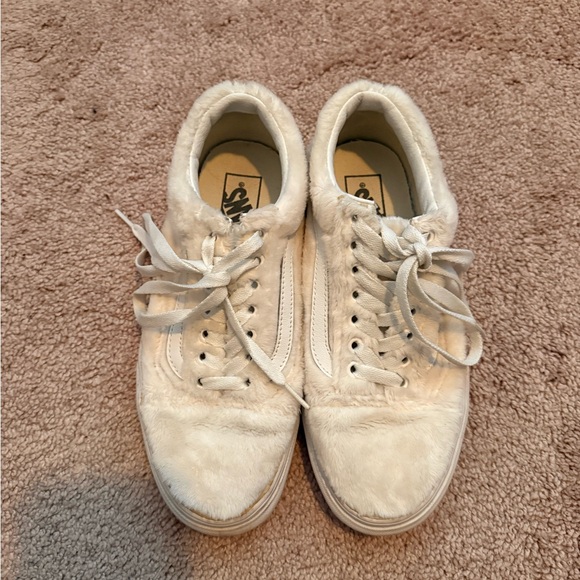 Vans Women's White Fuzzy Sneakers - Picture 2 of 6